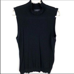 Josephine black mock turtle ruffle necked thin sweater.